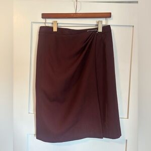 Reiss Burgundy Wrap-Detail Pencil Skirt